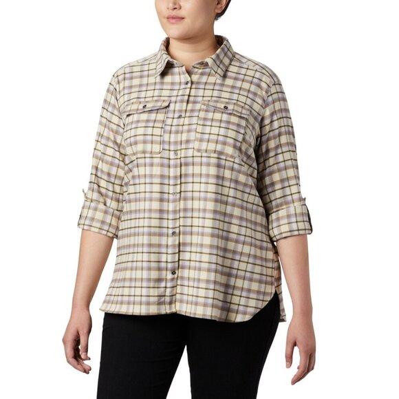 Columbia Tops - Columbia Womens Size 3X Bryce Canyon Stretch Chalk Plaid Omni Tech Button Shirt.